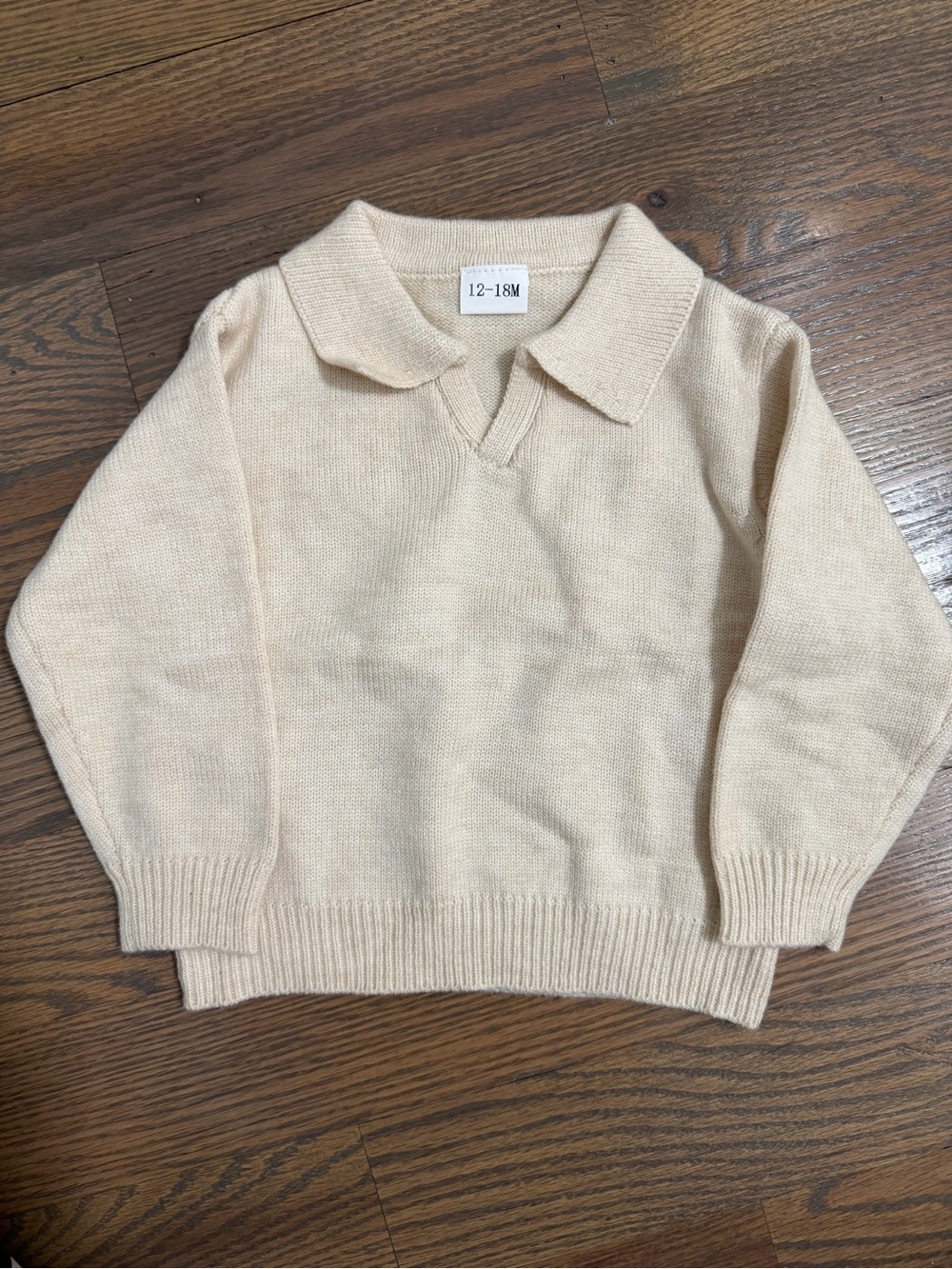 Cream Knit Polo Sweater 12-18 mos - Picture 4 of 7